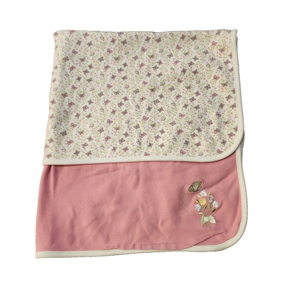 VTG Gymboree Cotton Baby Blanket Pink Butterfly Flowers Sweetheart Sleep 2005 - Picture 1 of 12